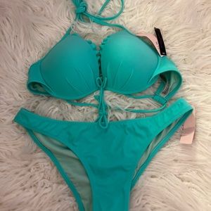 Victoria’s Secret Swimsuit Bikini Set Teal 34C/M Brand New
